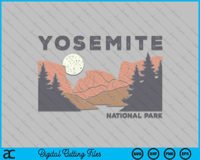 Retro Yosemite Half-Dome National Park Vintage Womens Mens SVG PNG Digital Cutting Files