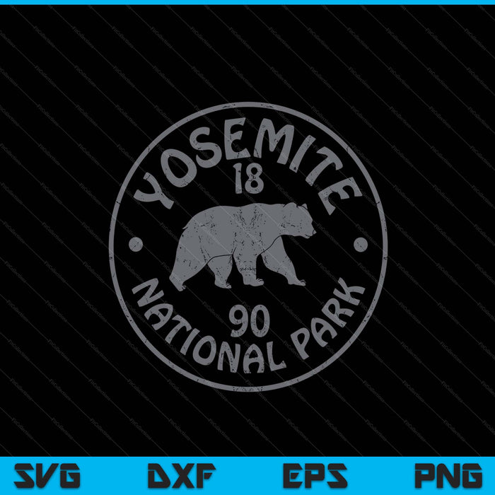Retro yosemite US national park vintage souvenir hiking SVG cut file
