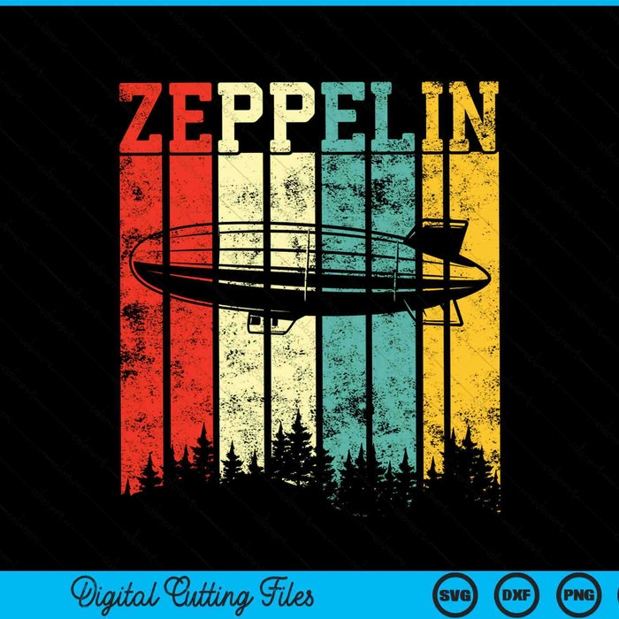 Retro Zeppelin 70s 80s Dirigible Dirigible Zepelin SVG PNG Cortar archivos imprimibles