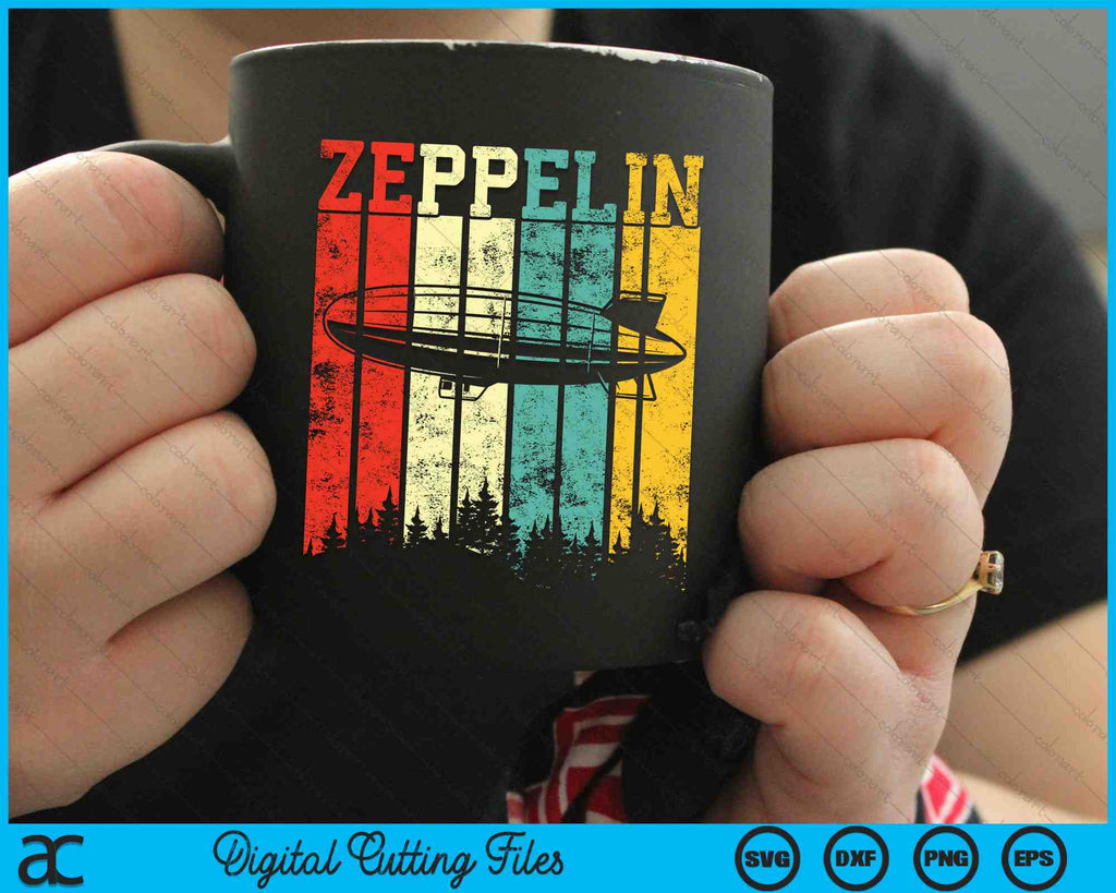 Retro Zeppelin 70s 80s Dirigible Airship Zepelin SVG PNG Files ...