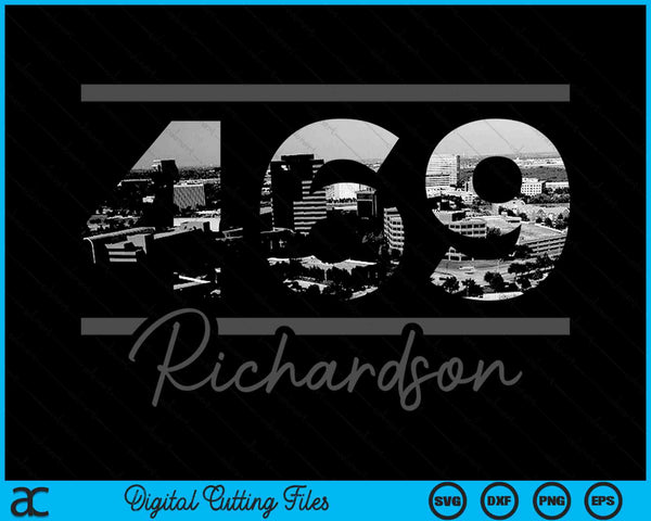 Richardson 469 Area Code Skyline Texas Vintage SVG PNG Digital Cutting Files