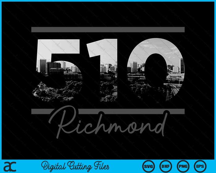Richmond 510 Area Code Skyline California Vintage SVG PNG Digital Cutting Files