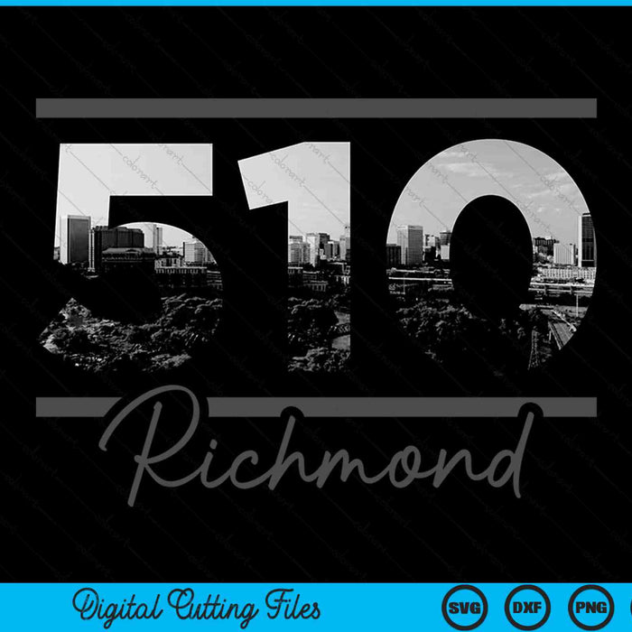 Richmond 510 Area Code Skyline California Vintage SVG PNG Digital Cutting Files