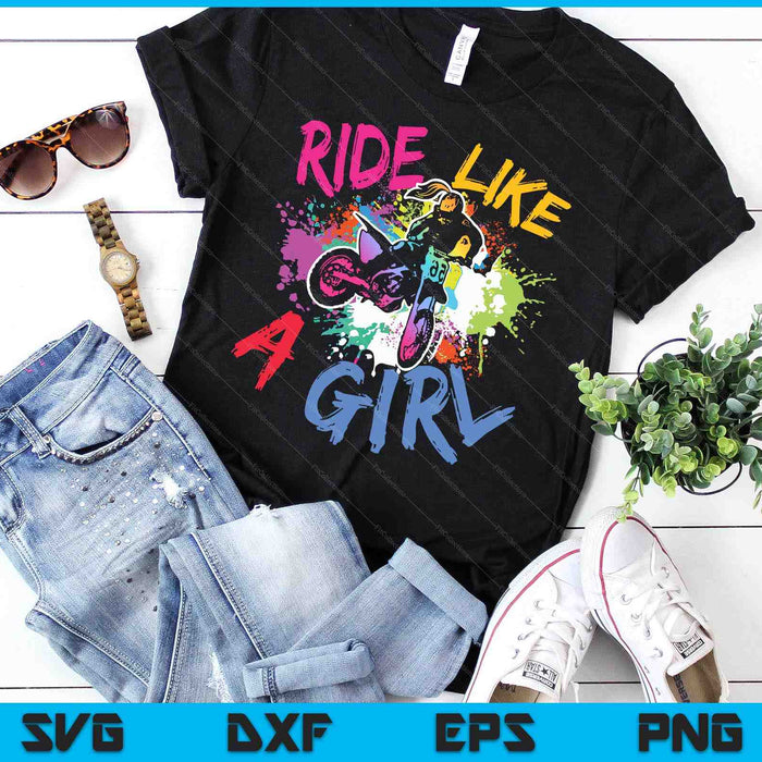 Rijd als een meisje motorcrossliefhebbers crossmotor biker meisje SVG PNG digitale snijbestanden