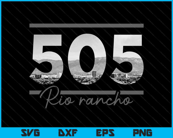 Rio Rancho 505 Código de área Skyline Nuevo México Vintage SVG PNG Cortar archivos imprimibles