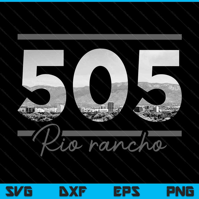 Rio Rancho 505 Netnummer Skyline New Mexico Vintage SVG PNG snijden afdrukbare bestanden