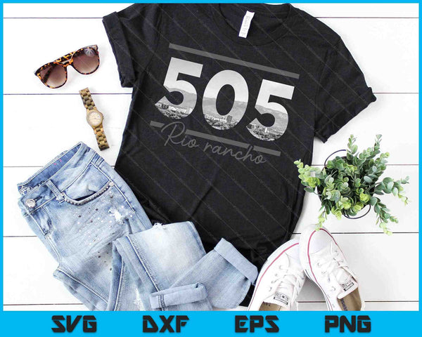Rio Rancho 505 Area Code Skyline New Mexico Vintage SVG PNG Cutting Printable Files - on a t-shirt