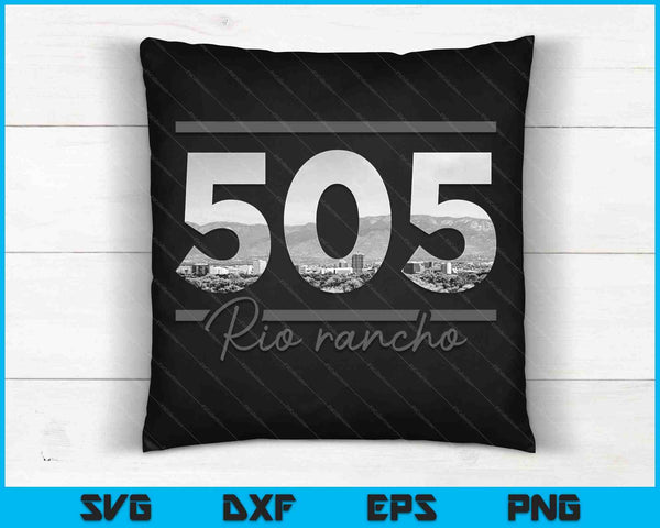 Rio Rancho 505 Código de área Skyline Nuevo México Vintage SVG PNG Cortar archivos imprimibles