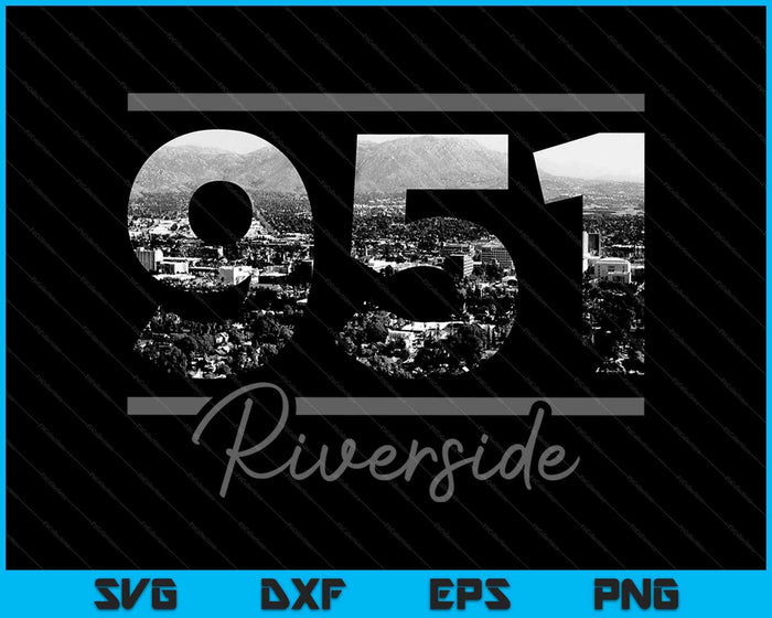 Riverside 951 Netnummer Skyline Californië Vintage SVG PNG snijden afdrukbare bestanden