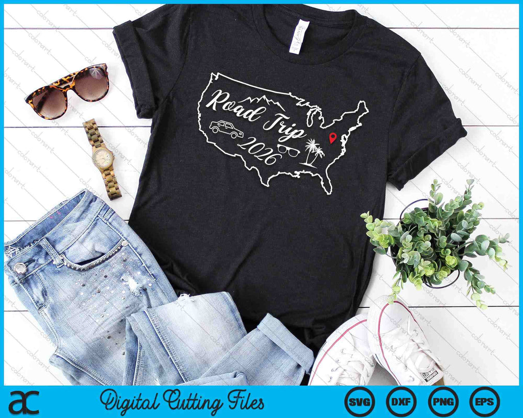 Road Trip 2026 Map USA Family Friend Girl Trip Vacation SVG PNG Files 1024x1024 