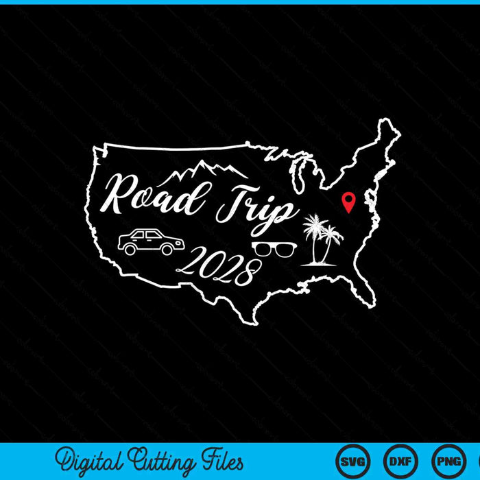 Road Trip 2027 Map USA Family Friend Girl Trip Vacation RV SVG PNG Digital Printable Files