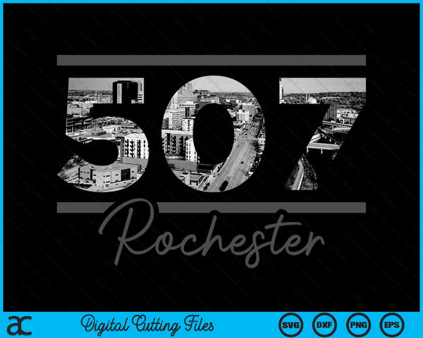 Rochester 507 Area Code Skyline Minnesota Vintage SVG PNG Digital Cutting Files