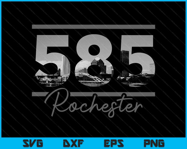 Rochester 585 Area Code Skyline New York State Vintage SVG PNG Cutting Printable Files