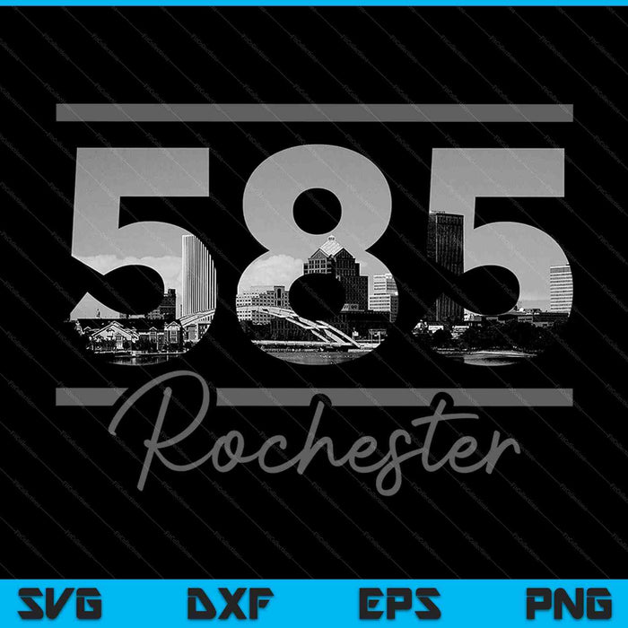 Rochester 585 Netnummer Skyline New York State Vintage SVG PNG Snijden afdrukbare bestanden