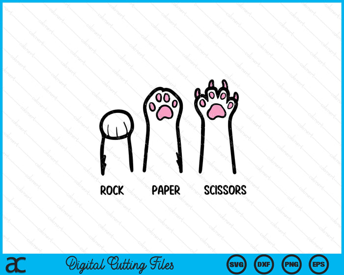 Rock Paper Scissors Cat Paws Funny Boys Girls Kids Toddler SVG PNG Digital Cutting Files