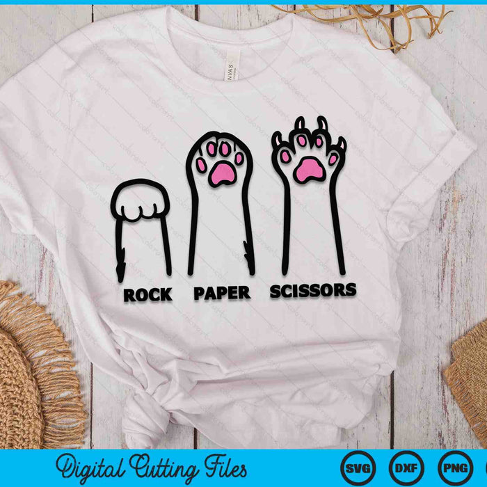 Rock Paper Scissors Cat Paws Funny Boys Girls Kids Toddler SVG PNG Digital Cutting Files