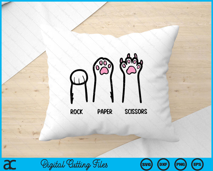 Rock Paper Scissors Cat Paws Funny Boys Girls Kids Toddler SVG PNG Digital Cutting Files