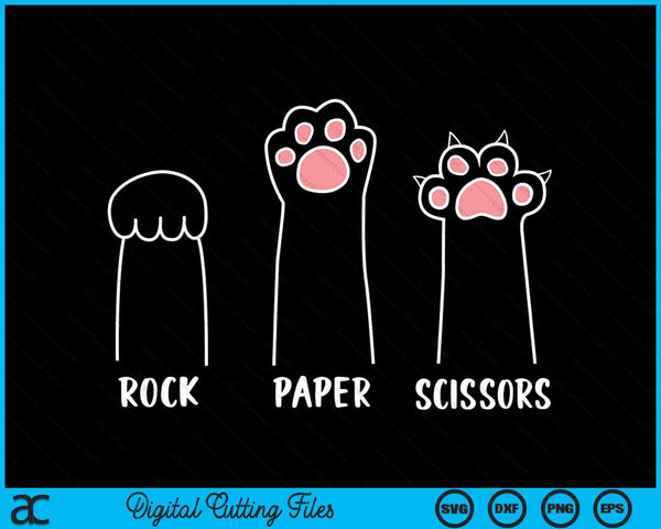 Rock Paper Scissors Hand Game Cute Paw SVG PNG Snijden afdrukbare bestanden