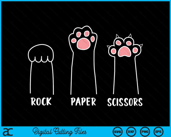 Rock Paper Scissors Hand Game Cute Paw SVG PNG Cutting Printable Files