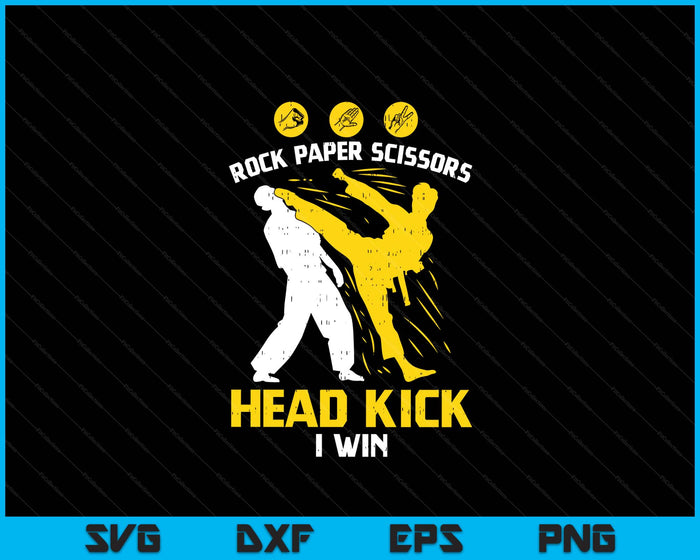 Rock Paper Scissors Headkick Win Funny Taekwondo Karate SVG PNG Digital Printable Files