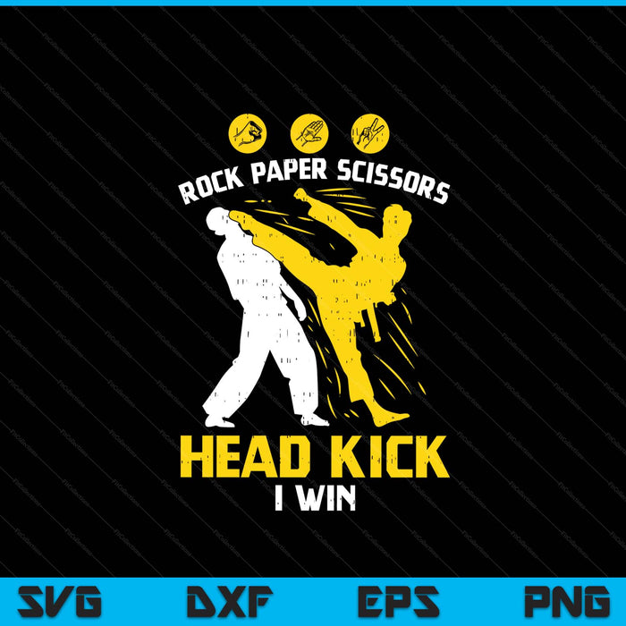 Rock paper scissors headkick win taekwondo karate SVG cut file