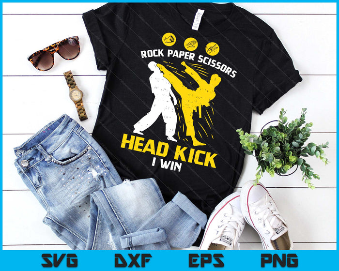 Rock Paper Scissors Headkick Win Funny Taekwondo Karate SVG PNG Digital Printable Files