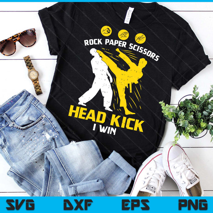Rock Paper Scissors Headkick Win Funny Taekwondo Karate SVG PNG Digital Printable Files