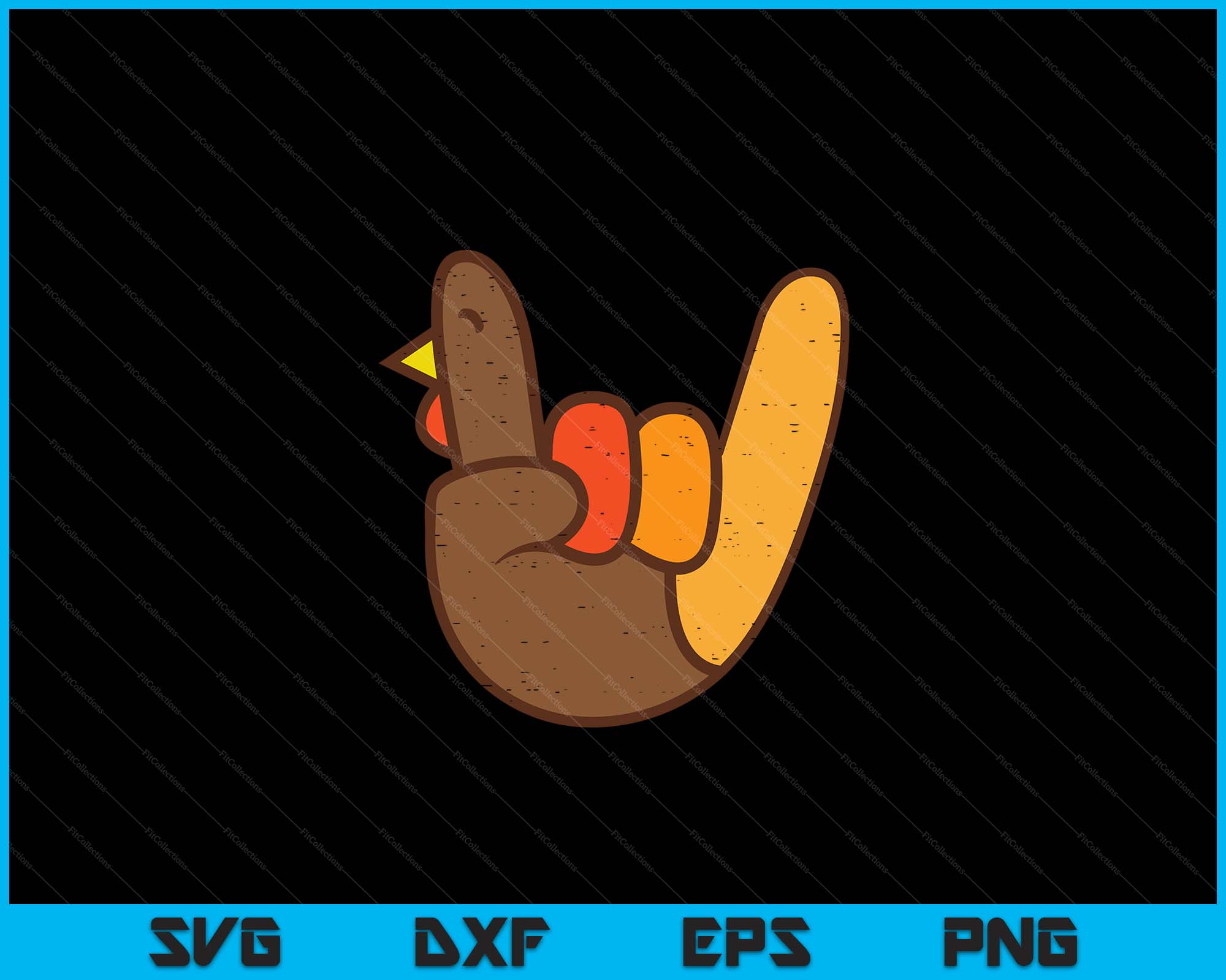 Turkey Hand Sign Rock Sign Turkey Hand Cool Thanksgiving Metal Punk SVG PNG Files ...