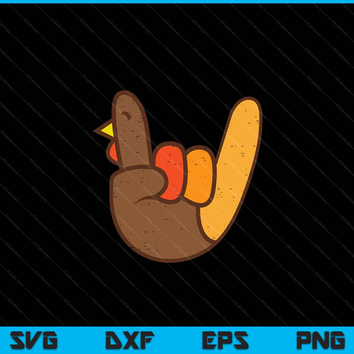 Rock sign turkey hand cool Thanksgiving metal punk SVG cut file