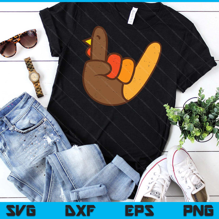 Rock Sign Turkey Hand Cool Thanksgiving Metal Punk SVG PNG Digital Printable Files