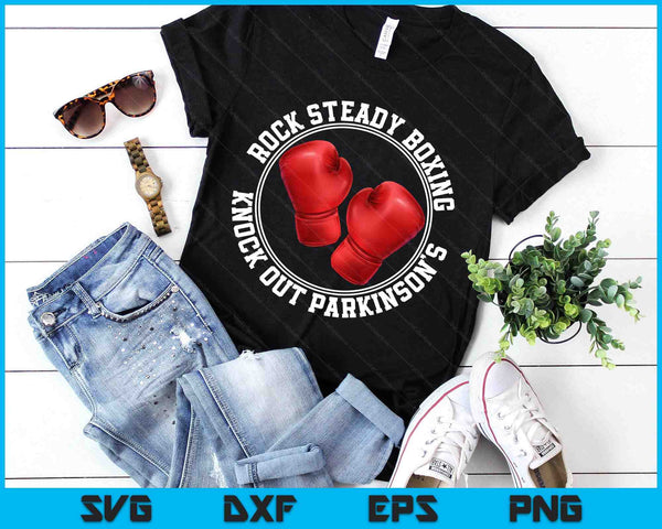 Rock Steady Boxing Knock Out Parkinsons Fighter Red Gloves SVG PNG Digital Printable Files