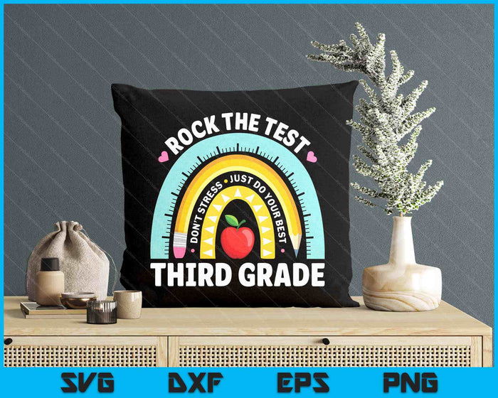 Rock The Test Day 3rd Grade Teacher Third Grade Testing Day SVG PNG Digital Printable Files