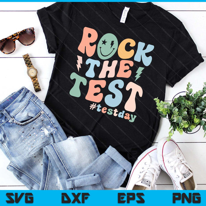 Rock The Test Testing Day Retro Motivational Teacher Student SVG PNG Digital Cutting Files