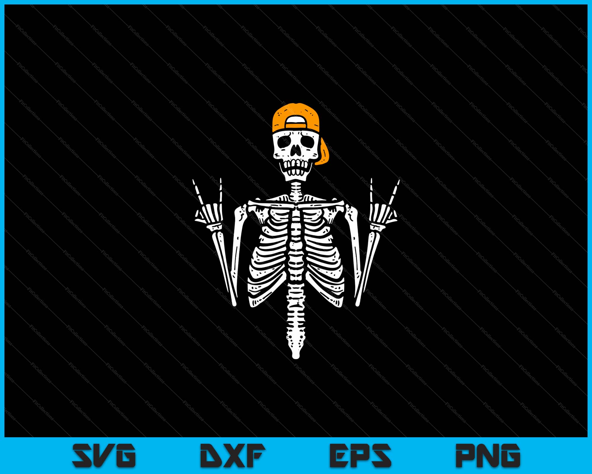 Rocker Skeleton Cap Skater Cool Halloween Punk Rock Men Boys SVG File ...