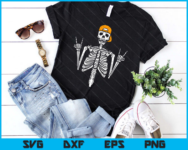 Rocker Skeleton Cap Skater Cool Halloween Punk Rock Men Boys SVG PNG Digital Cutting File - on a t-shirt