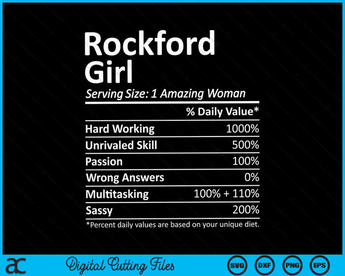 Rockford Girl IL Illinois Funny City Home Roots SVG PNG Cortar archivos imprimibles