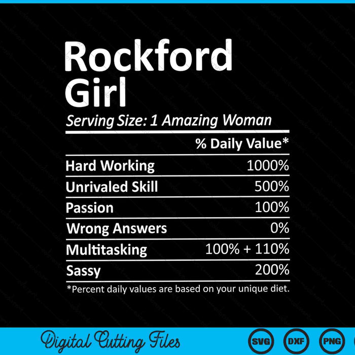 Rockford Girl IL Illinois Funny City Home Roots SVG PNG Cortar archivos imprimibles