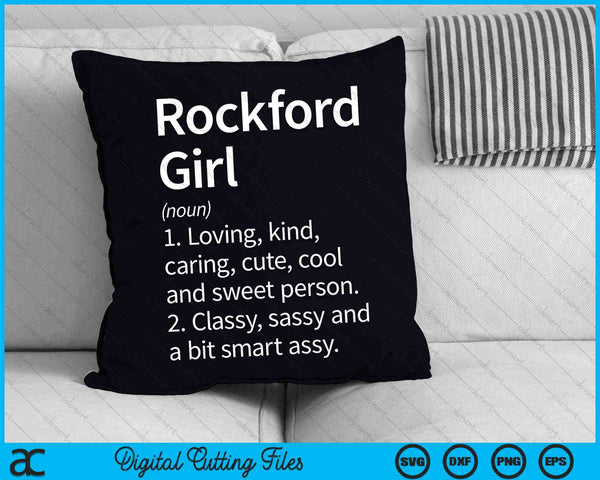 Rockford Girl IL Illinois Home Roots SVG PNG Archivos de corte digital