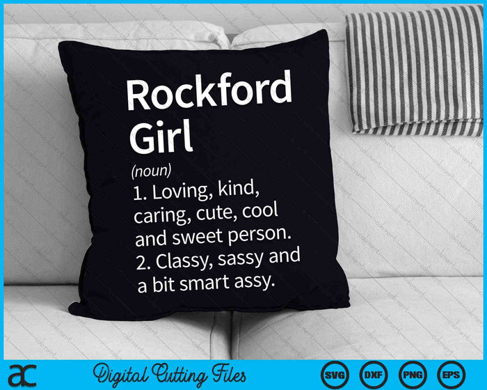 Rockford Girl IL Illinois Home Roots SVG PNG Archivos de corte digital