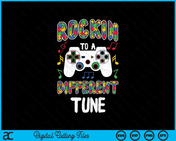 Rocking To A Different Tune Autism Awareness Video Gaming SVG PNG Digital Cutting Files