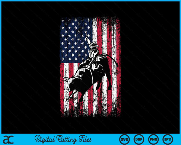 Rodeo Bull Rider Patriotic American Flag Cowboys SVG PNG Digital Cutting Files