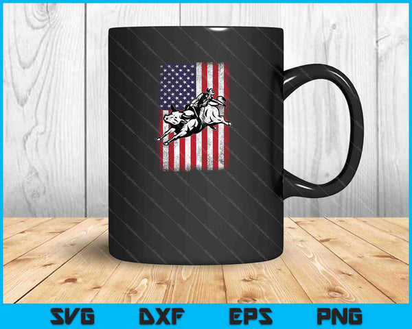 Rodeo Bull Rider Patriotic American Flag Cowboys SVG PNG Cutting Printable Files