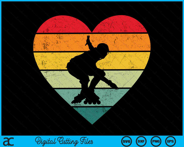 Roller Derby Heart Vintage Retro Skater Player SVG PNG Digital Cutting Files