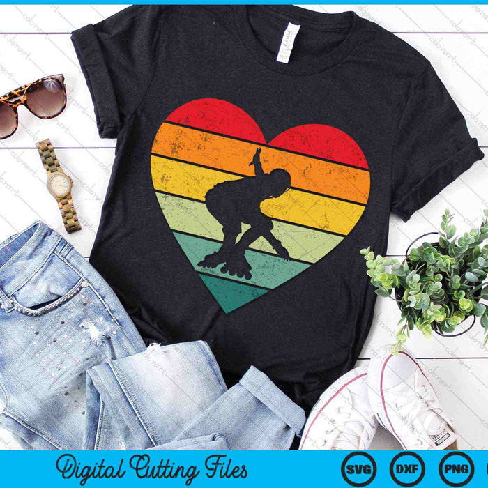 Roller Derby Heart Vintage Retro Skater Player SVG PNG Digital Cutting Files