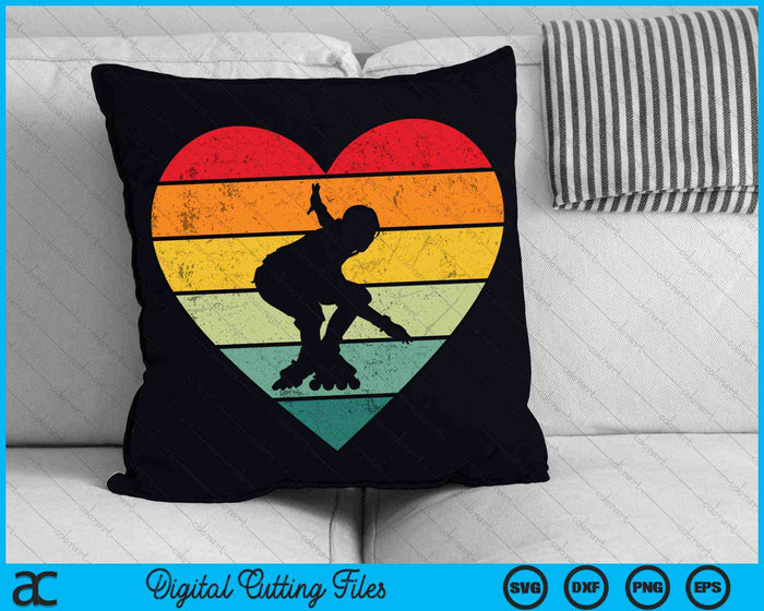 Roller Derby Heart Vintage Retro Skater Player SVG PNG Digital Cutting Files