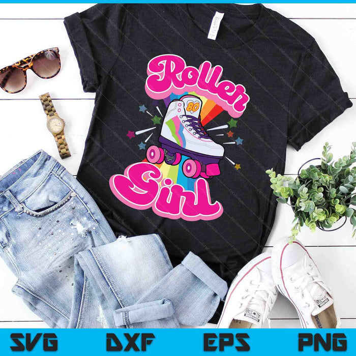 Roller Girl Funny Retro 70's Rolling Skates SVG PNG Digital Cutting Files