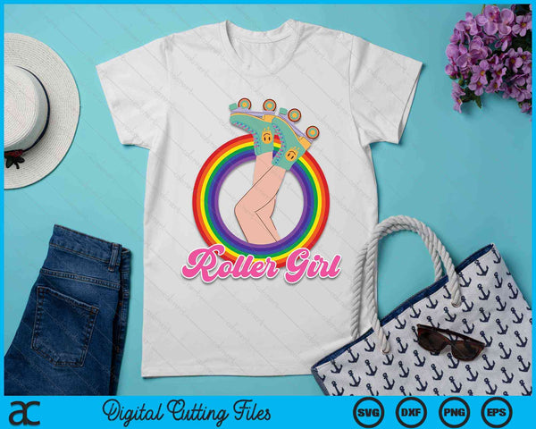 Roller Girl Skater Skating Retro Vintage 70s 80s Skates SVG PNG Digital Cutting Files - on a t-shirt