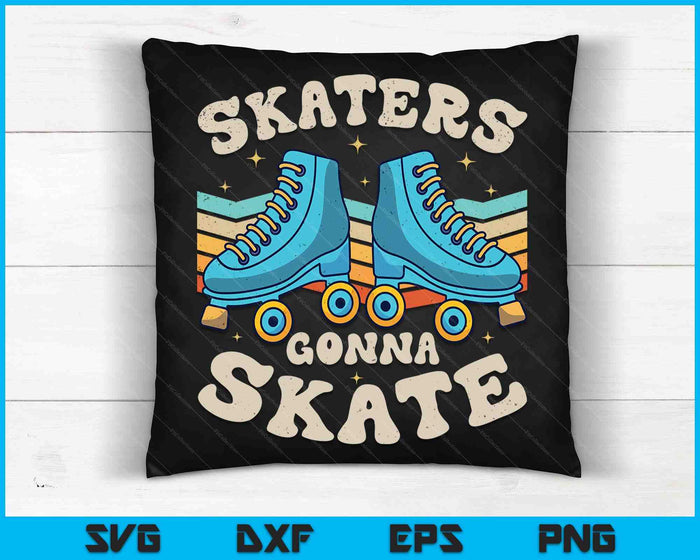 Rolschaatsen grappige schaatsers gaan skaten Retro jaren '70 jaren '80 Meisjes SVG PNG Digitale Snijbestanden