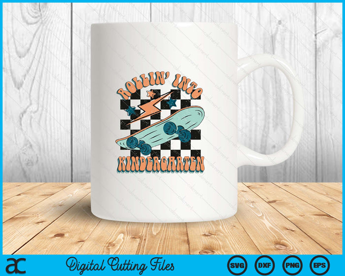 Rollin Into Kindergarten Funny Skateboard Back To School SVG PNG Digital Printable Files