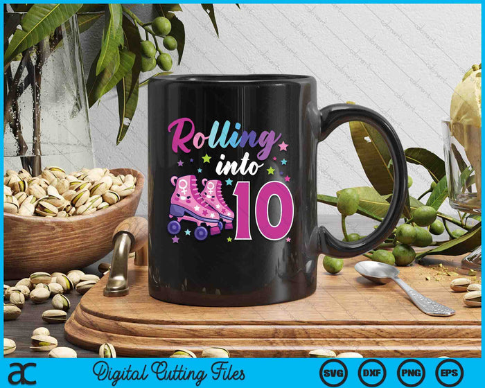 Rollin' Into 10 Roller Skating Rink 10th Birthday SVG PNG Digital Cutting Files